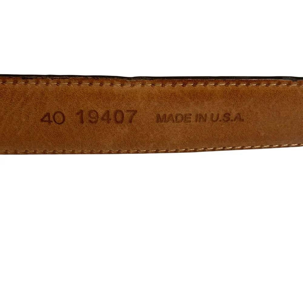 Vintage Brighton ONYX Men's‎ Size 40 Brown Croc Embossed Leather Belt USA Made